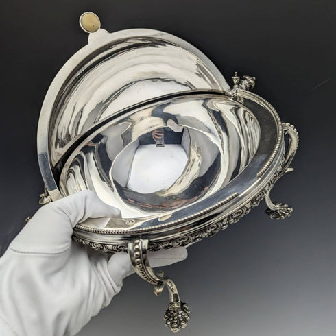 Around 1900 English antique silver plate breakfast dish MARTIN HALL